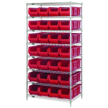 Shelving Unit, 36 in W x 74 in H x 24 in D, 8 Shelves MPN:WR8-950RD