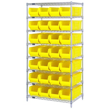Shelving Unit, 36 in W x 74 in H x 24 in D, 8 Shelves MPN:WR8-950YL