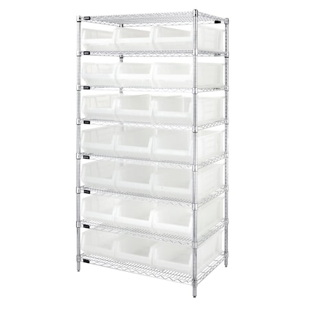 Bin Shelving, Wire, 36X24, 21 Bins, Clear MPN:WR8-952CL