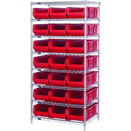 Shelving Unit, 36 in W x 74 in H x 24 in D, 8 Shelves MPN:WR8-952RD