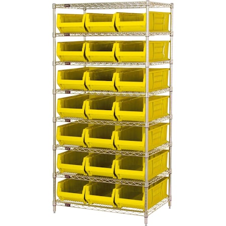 Shelving Unit, 36 in W x 74 in H x 24 in D, 8 Shelves MPN:WR8-952YL
