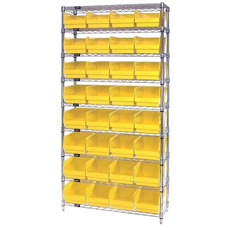 polypropylene Bin Shelving, 12 in D x 74 in H x 36 in W, 9 Shelves, Yellow MPN:WR9-207YL