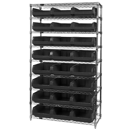 Shelving Unit, 18 in W x 74 in H x 42 in D, 9 Shelves MPN:WR9-531BK