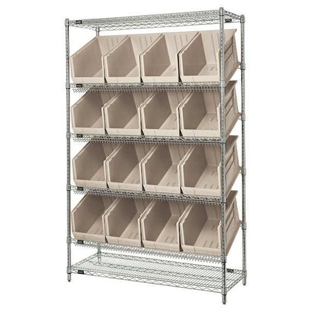 Steel Wire Pick Rack, 48 in W x 74 in H x 18 in D, 6 Shelves, Silver/Gray MPN:WRSL6-74-1848-260IV