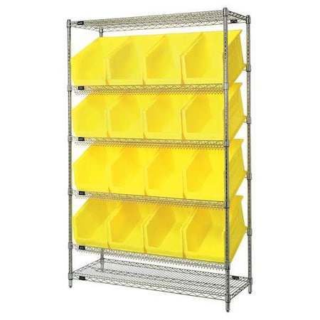 Steel Wire Pick Rack, 48 in W x 74 in H x 18 in D, 6 Shelves, Silver/Yellow MPN:WRSL6-74-1848-260YL