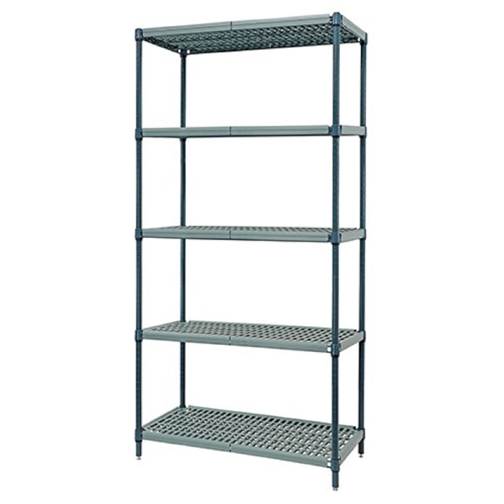 Quantum Proform Wire Shelving Unit, 5 Shelf, 74inH x 48inW x 18inD, Green MPN:WR74-1848WPM