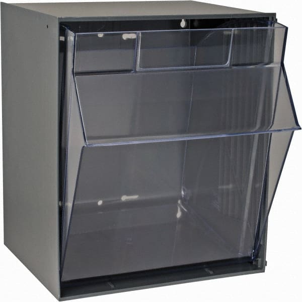 Single Compartment Gray Small Parts Tip Out Stacking Bin Organizer MPN:QTB301GY