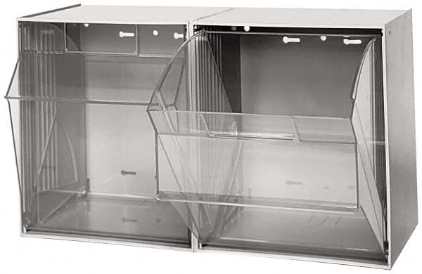 2 Compartment Gray Small Parts Tip Out Stacking Bin Organizer MPN:QTB302GY