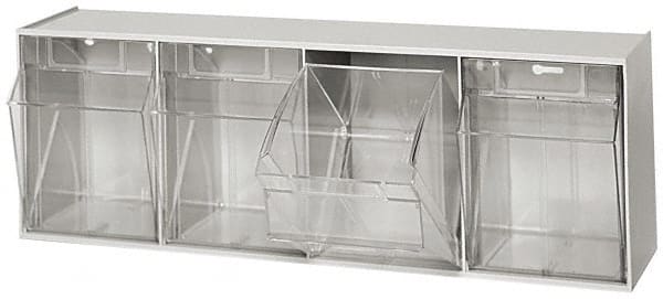 4 Compartment Gray Small Parts Tip Out Stacking Bin Organizer MPN:QTB304GY