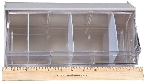 Single Compartment Beige/Clear Small Parts Tip Out Stacking Bin Organizer MPN:QTB410IV