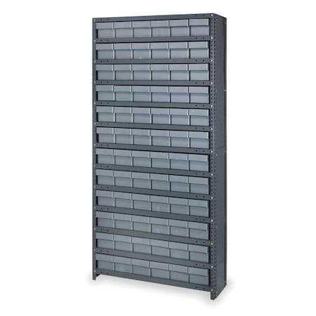 Steel Frame; Polystyrene Bin, 72 Drawers, 18 in D x 75 in H x 36 in W MPN:CL1875-602GY