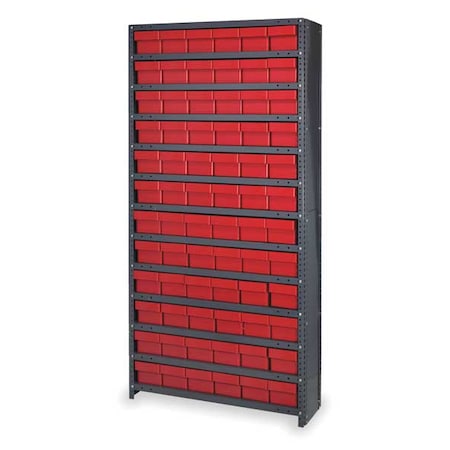 Steel Frame; Polystyrene Bin, 72 Drawers, 18 in D x 75 in H x 36 in W MPN:CL1875-602RD