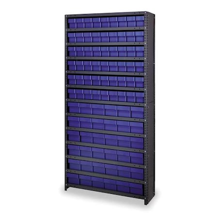 Steel Frame; Polystyrene Bin, 36 Drawers, 18 in D x 75 in H x 36 in W MPN:CL1875-624BL