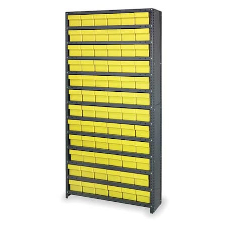 Steel Frame; Polystyrene Bin, 72 Drawers, 24 in D x 75 in H x 36 in W MPN:CL2475-603YL