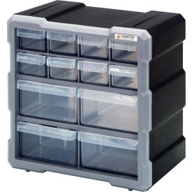 Quantum Plastic Drawer Cabinet PDC-12BK - 12 Drawers 6-1/4