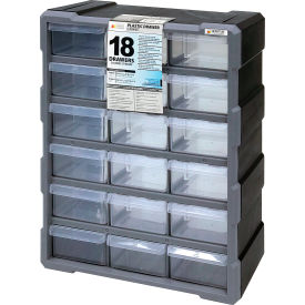 Quantum Plastic Drawer Cabinet PDC-18BK - 18 Drawers 6-1/4
