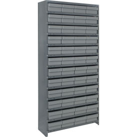 Quantum CL1275-701 Closed Shelving Euro Drawer Unit - 36x12x75 - 48 Euro Drawers Gray CL1275-701GY