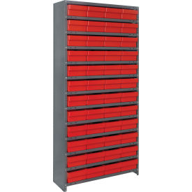 Quantum CL1275-701 Closed Shelving Euro Drawer Unit - 36x12x75 - 48 Euro Drawers Red CL1275-701RD