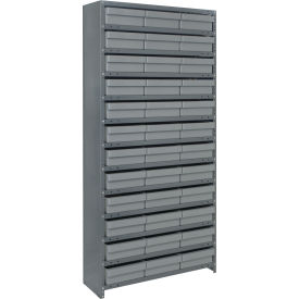 Quantum CL1275-801 Closed Shelving Euro Drawer Unit - 36x12x75 - 36 Euro Drawers Gray CL1275-801GY