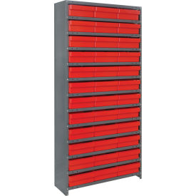 Quantum CL1275-801 Closed Shelving Euro Drawer Unit - 36x12x75 - 36 Euro Drawers Red CL1275-801RD