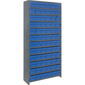 Quantum CL1875-602 Closed Shelving Euro Drawer Unit - 36x18x75 - 72 Euro Drawers Blue CL1875-602BL
