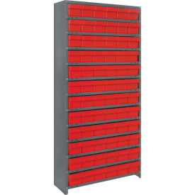 Quantum CL1875-602 Closed Shelving Euro Drawer Unit - 36x18x75 - 72 Euro Drawers Red CL1875-602RD