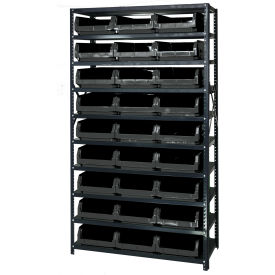 Quantum MSU-531 Steel Shelving With 27 Magnum Giant Hopper Bins Black 18x42x75 MSU-531BK