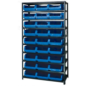 Quantum MSU-531 Steel Shelving With 27 Magnum Giant Hopper Bins Blue 18x42x75 MSU-531BL