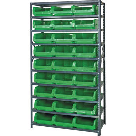 Quantum MSU-531 Steel Shelving With 27 Magnum Giant Hopper Bins Green 18x42x75 MSU-531GN