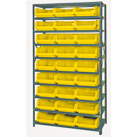 Quantum MSU-531 Steel Shelving With 27 Magnum Giant Hopper Bins Yellow 18x42x75 MSU-531YL