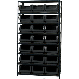 Quantum MSU-532 Steel Shelving With 21 Magnum Giant Hopper Bins Black 18x42x75 MSU-532BK