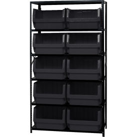 Quantum MSU-543 Steel Shelving With 10 Magnum Giant Hopper Bins Black 18x42x75 MSU-543BK