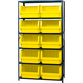 Quantum MSU-543 Steel Shelving With 10 Magnum Giant Hopper Bins Yellow 18x42x75 MSU-543YL