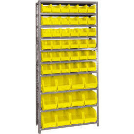 Quantum QSBU-230240 Steel Shelving With 48 Giant Stacking Bins Yellow 12x36x75 QSBU-230240YL