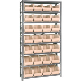 Quantum QSBU-240 Steel Shelving With 28 Giant Stacking Bins Ivory 12x36x75 QSBU-240IV