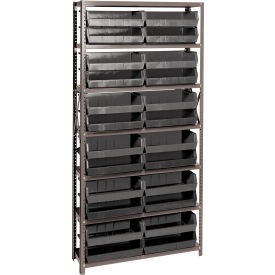 Quantum QSBU-245 Steel Shelving With 24 Giant Stacking Bins Black 12x36x75 QSBU-245BK