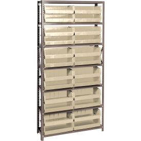 Quantum QSBU-245 Steel Shelving With 24 Giant Stacking Bins Ivory 12x36x75 QSBU-245IV