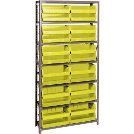 Quantum QSBU-245 Steel Shelving With 24 Giant Stacking Bins Yellow 12x36x75 QSBU-245YL