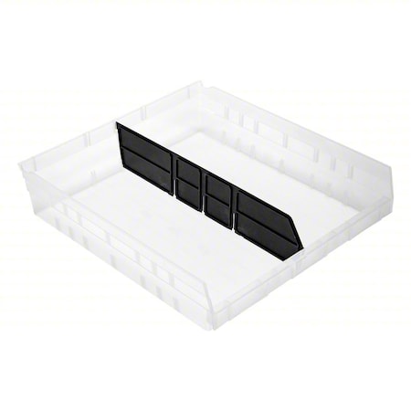 Plastic Long Bin Dividers, Black, 16 in L, 4 in H, 6 PK MPN:LDSB122