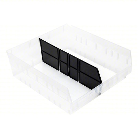 Plastic Long Bin Dividers, Black, 16 in L, 6 in H, 6 PK MPN:LDSB222