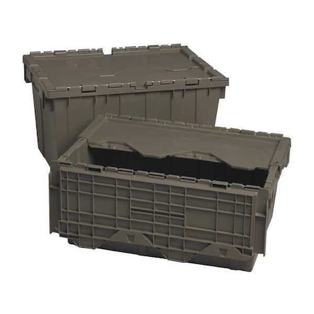 Attached Lid Container, 8.75 gal Volume Cap., 19 5/8 in L, 11 5/8 in W, 7 1/2 in H, Plastic, Gray MPN:QDC2012-7