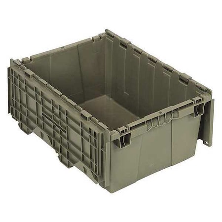 Attached Lid Container, 9.5 gal Volume Cap., 21 3/4 in L, 14 7/8 in W, 9 5/8 in H, Plastic, Gray MPN:QDC2115-9