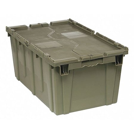 Attached Lid Container, 18.75 gal Volume Cap., 27 3/8 in L, 16 5/8 in W, 12 1/2 in H, Plastic, Gray MPN:QDC2717-12