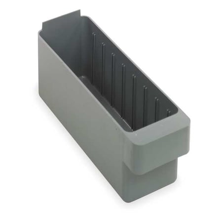 Drawer Storage Bin, High Impact Polystyrene, Gray, 4 5/8 in H, 3 3/4 in W, 11 5/8 in L MPN:QED501GY