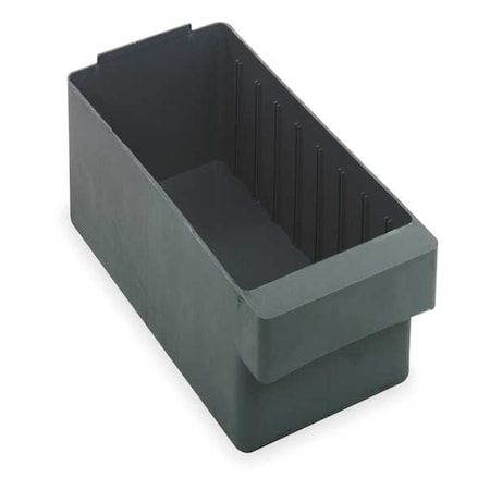 Drawer Storage Bin, High Impact Polystyrene, Gray, 4 5/8 in H, 5 9/16 in W, 17 5/8 in L MPN:QED602GY