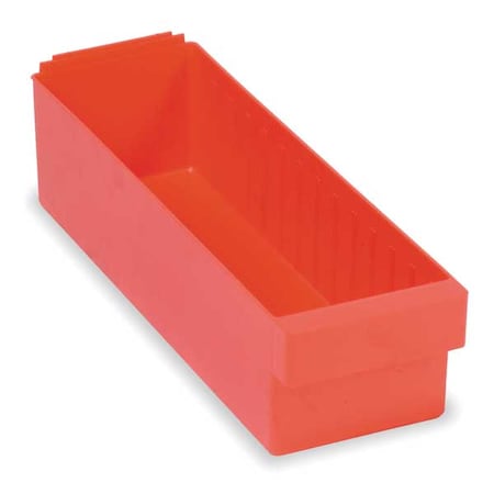 Drawer Storage Bin, High Impact Polystyrene, Red, 4 5/8 in H, 5 9/16 in W, 17 5/8 in L MPN:QED602RD