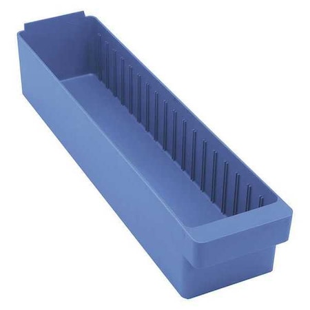 Drawer Storage Bin, High Impact Polystyrene, Blue, 4 5/8 in H, 5 9/16 in W, 23 7/8 in L MPN:QED603BL