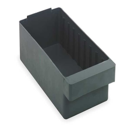 Drawer Storage Bin, High Impact Polystyrene, Gray, 4 5/8 in H, 5 9/16 in W, 23 7/8 in L MPN:QED603GY
