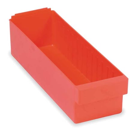 Drawer Storage Bin, High Impact Polystyrene, Red, 4 5/8 in H, 5 9/16 in W, 23 7/8 in L MPN:QED603RD