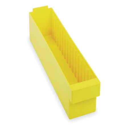 Drawer Storage Bin, High Impact Polystyrene, Yellow, 4 5/8 in H, 3 3/4 in W, 17 5/8 in L MPN:QED604YL